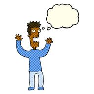 cartoon terrified man with thought bubble N96