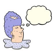 cartoon queen head with thought bubble N5