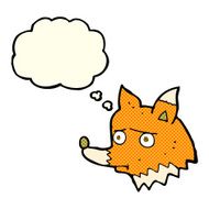 cartoon unhappy fox with thought bubble N3