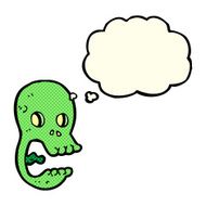 funny cartoon skull with thought bubble N9
