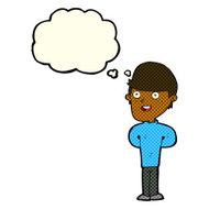 cartoon happy man with thought bubble N194