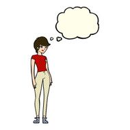 cartoon modern attractive woman with thought bubble N5