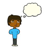 cartoon unhappy man with thought bubble N5