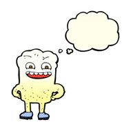 cartoon happy tooth with thought bubble N16