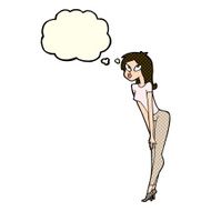 cartoon attractive girl with thought bubble N8