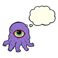 cartoon alien head with thought bubble N5