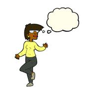 cartoon woman waving with thought bubble N147