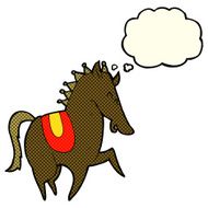cartoon prancing horse with thought bubble N4