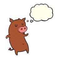 funny cartoon pig with thought bubble N3