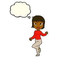 cartoon pretty woman waving with thought bubble N37