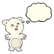 cartoon happy little polar bear with thought bubble N7