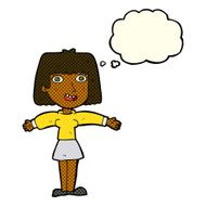 cartoon excited woman with thought bubble N58