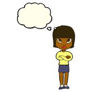 cartoon woman with crossed arms thought bubble N18