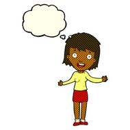 cartoon excited woman with thought bubble N59
