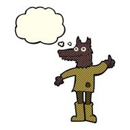 cartoon wolf man with thought bubble N20
