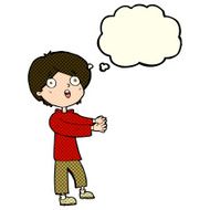cartoon shocked boy with thought bubble N13