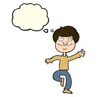 cartoon dancing man with thought bubble N8