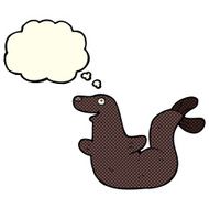 cartoon seal with thought bubble N8