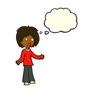 cartoon surprised woman with thought bubble N104
