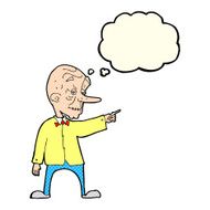 cartoon old man pointing with thought bubble N5