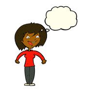 cartoon excited woman with thought bubble N62