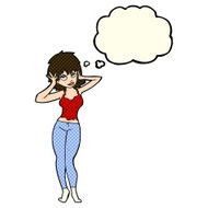 cartoon pretty woman with thought bubble N118
