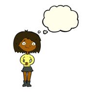 cartoon happy woman with thought bubble N112
