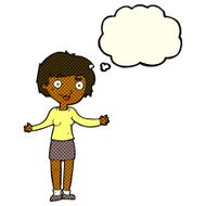 cartoon confused woman with thought bubble N37