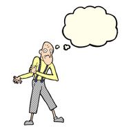cartoon old man having heart attack with thought bubble N5