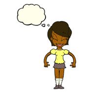 cartoon pretty woman with thought bubble N120
