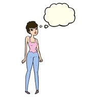 cartoon pretty woman with thought bubble N121