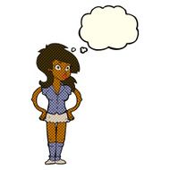 cartoon pretty woman with thought bubble N122