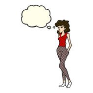 cartoon pretty woman with thought bubble N123