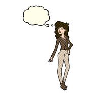 cartoon pretty woman with thought bubble N124