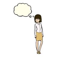 cartoon pretty businesswoman with thought bubble N5