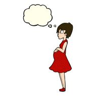cartoon pregnant woman with thought bubble N9