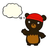 cartoon black bear wearing hat with thought bubble N3