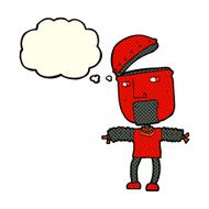 funny cartoon robot with open head thought bubble N4