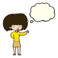 cartoon woman gesturing with thought bubble N14