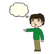 cartoon boy pointing with thought bubble N13