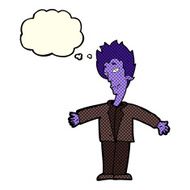 cartoon happy vampire with thought bubble N17