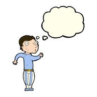 cartoon man in loud clothes with thought bubble N5