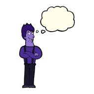 cartoon happy vampire with thought bubble N18