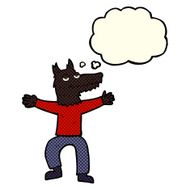 cartoon wolf man with thought bubble N21