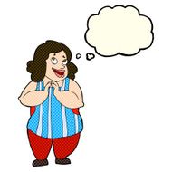cartoon happy cook with thought bubble N5