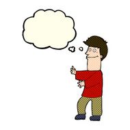 cartoon man gesturing with thought bubble N13