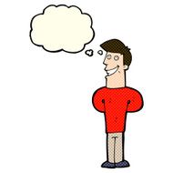 cartoon grinning man with thought bubble N40