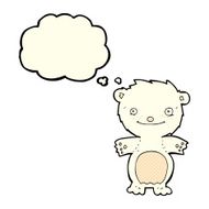 cartoon happy little polar bear with thought bubble N8