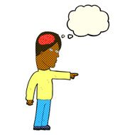 cartoon clever man pointing with thought bubble N5