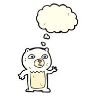 cartoon waving polar bear cub with thought bubble N20